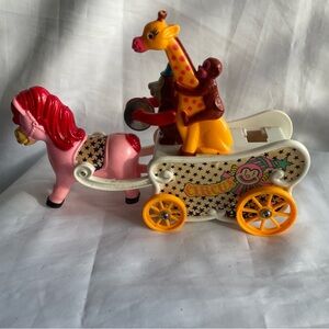 Vintage Wind Up Plastic Circus Wagon  Animals- Music Doesnt Work 1982